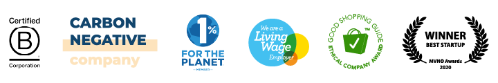 honest mobile is a certified B Corporation, a carbon negative company, a member of 1% for the planet and a living wage employer